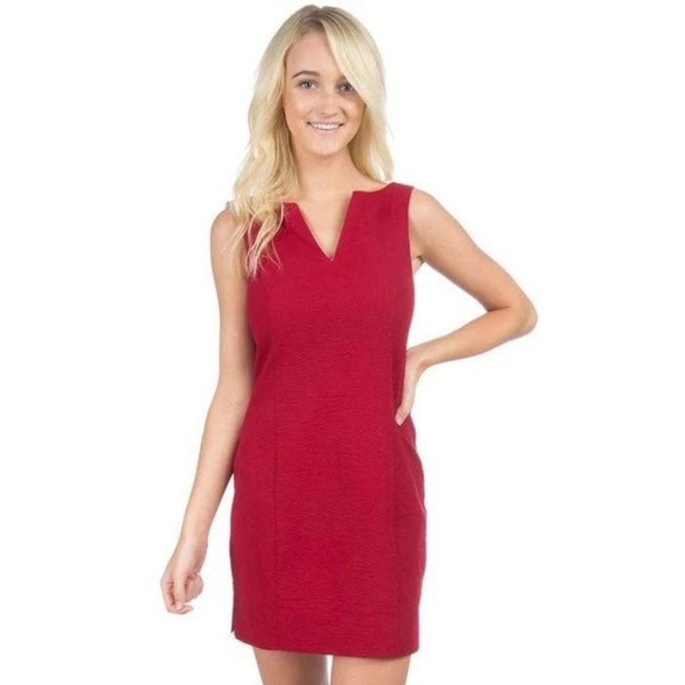 Cranberry seersucker dress